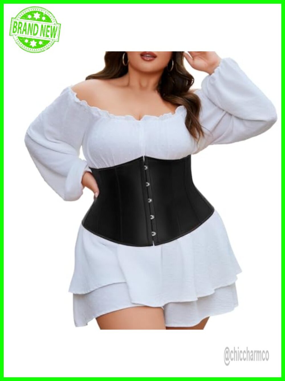 Plus Size Underbust Corset Lace Up Bustier Waist Cincher Costume